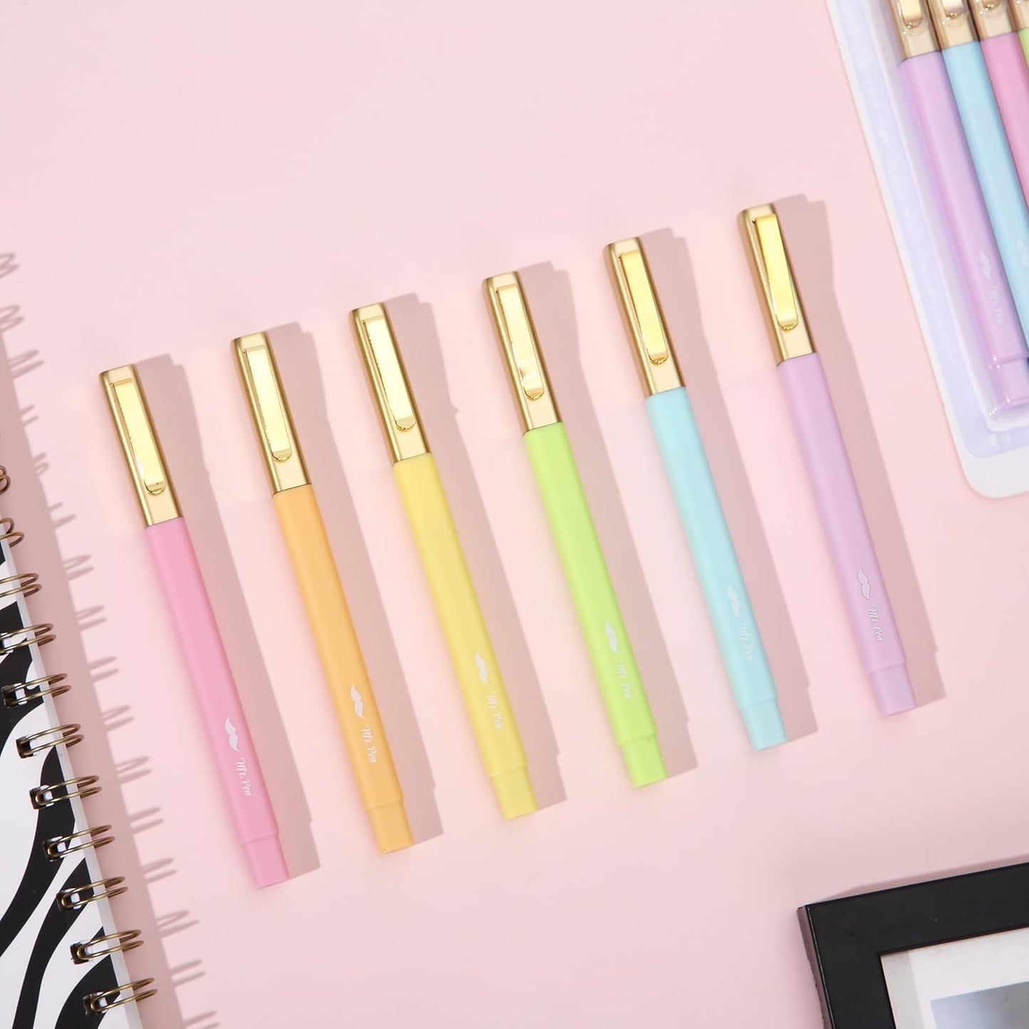 Mr. Pen- Aesthetic Highlighters and Ballpoint Pens No Bleed, 12 Pack, Pastel Colors, Bible Highlighters and Pens No Bleed, Fast Dry and No Smear for Bible Journaling, Planner, School Supplies