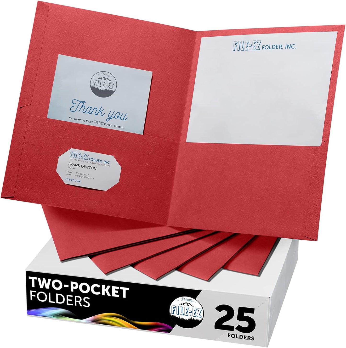 FILE-EZ Two-Pocket Folders, Navy Dark Blue, 25-Pack, Textured Paper, Letter Size (EZ-32523)
