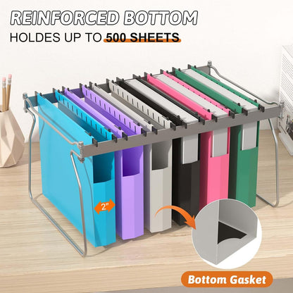 Plastic Extra Capacity Hanging File Folder Letter Size,12 Pack Reinforced Expandable Hanging Folders,Heavy Duty 2 Inch Expansion,Adjustable Tabs,Hanging Organizer Designed for Bulky Files(Gray)
