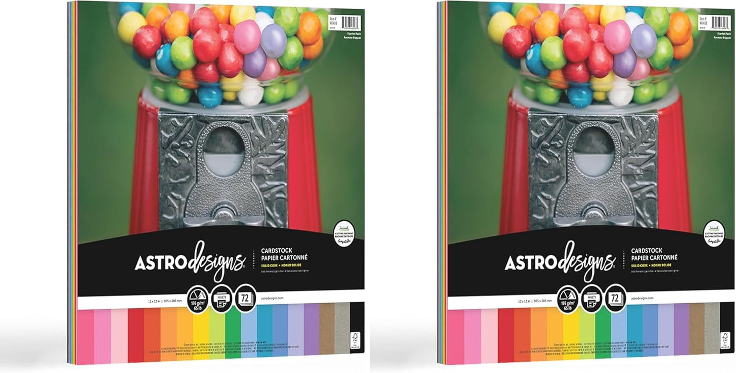Astrodesigns/Creative Collection Starter Kit Cardstock, 12" x 12", 65 lb/176 gsm 18-Color Assortment, 72 Sheets (46408-03)