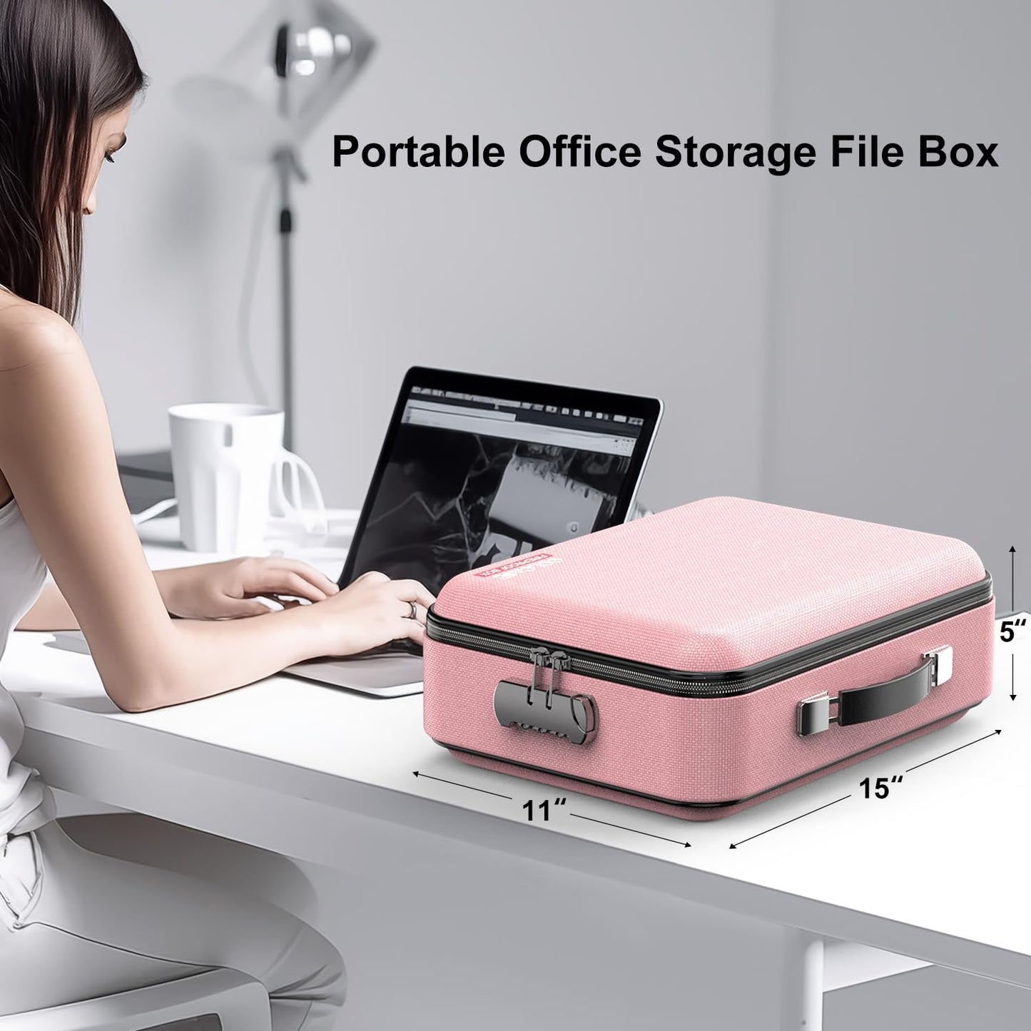 COLCASE Fireproof Document Box with Lock, Hard Fireproof Waterproof Box Creative Hard-Shell Design Fireproof Safe Box Document Organizer for Important Documents Certificates Laptop Passports Black