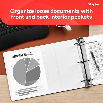 Staples Standard 2-Inch 3-Ring View Binder, Holds Up to 450 Sheets, Orange, Durable Binder for Office & School