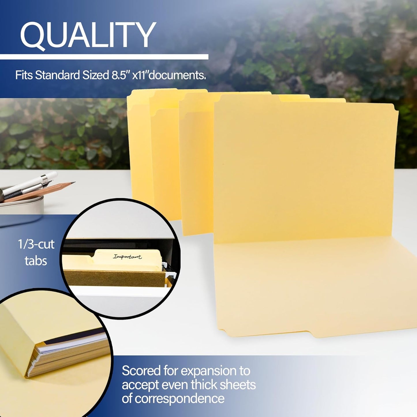 BAZIC Products Manila File Folders, 1/3-Cut Letter Size with Left, Right, and Center Tab Positions, Ideal for Organizing and Filing Documents, 12/Pack, 1-Pack