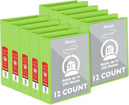 BAZIC Products 3 Ring Binder - Burgundy, Economy View Binder with Clear Overlay Cover and Round Rings, Organizer for School Office Home Use, 1.5-inch Capacity Holds 280 Sheets Paper, 1-Pack