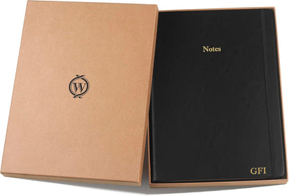 Wykeham's Executive Notebook – 8.5" x 12" – Customization Available (Personalized Black – Lined)