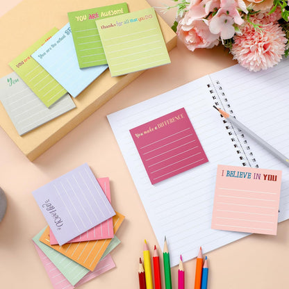 Yinder 48 Pcs Inspirational Sticky Notes Cute Motivational Sticky Notes Pad End of Year Employee Appreciation Gifts Bulk for Teacher Nurse Coworkers Office Supplies 3 x 3'' (Thank You,Dark Color)