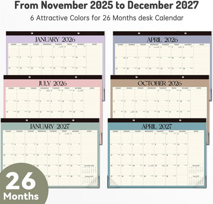 Forvencer Desk Calendar 2026-2027, 21 Months Calendar Runs from April 2026 to December 2027, 17" x 12" Large 2026 Wall Calendar Monthly Planner with Plastic Cover for Home School Office