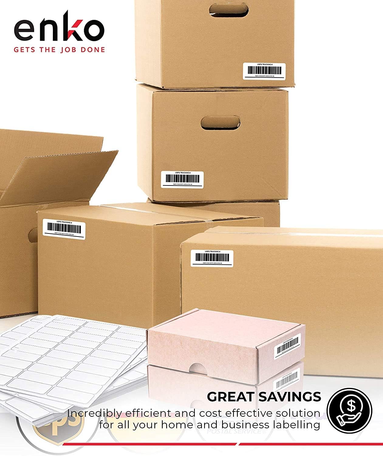 enKo 1 x 2-5/8 Inch 30 Up Return Mailing Address Labels White Printable FBA Labels (100 Sheets, 3000 Labels)