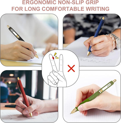 Linbsunne Gel Pens Black Ink Pen 0.5mm fine Point Pens Smooth Writing Retractable Office Supplies (12-count)