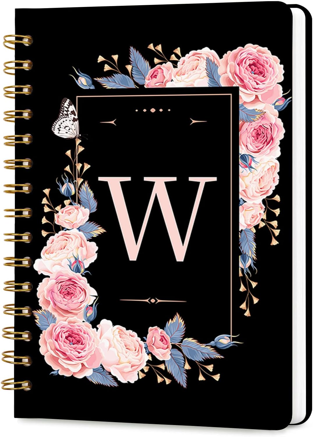 Lined Spiral Journal Notebook, A5 College Ruled Spiral Notebook for Women, Hardcover with Elegant Design for Work and Note-Taking, 5.5 * 8.25 inch, 160 Pages, Letter T
