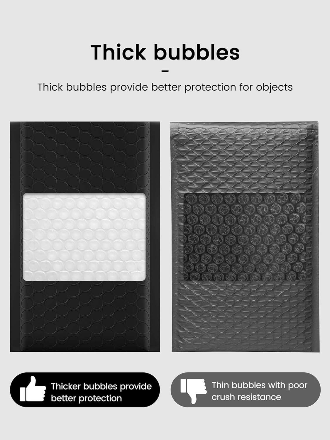GSSUSA Black Bubble Mailers 4x8 Inches 50 Pack, Usable Size 4X7" Bubble Envelopes for Small Business, Padded Envelope, Shipping Mailers, Packaging Bags, Mailing Envelopes, Shipping Supplies