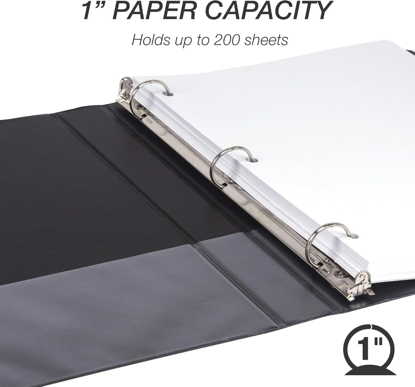 Samsill 1.5 Inch 3 Ring Binders, Economy Round Ring, Clear View Cover, 325 Sheet Capacity - for School, Home, Office - White, 4 Pack