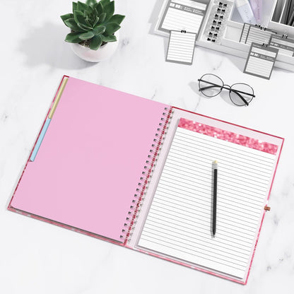 Rimilak Spiral Clipboards Folio with Refillable Lined Notepad, 14.5 x 9.8 In, Hardcover Cover with 5 Interior Pockets, Elastic Band and Pen Loop Series. Cute Stylish Clipfolio, Daisy Flower