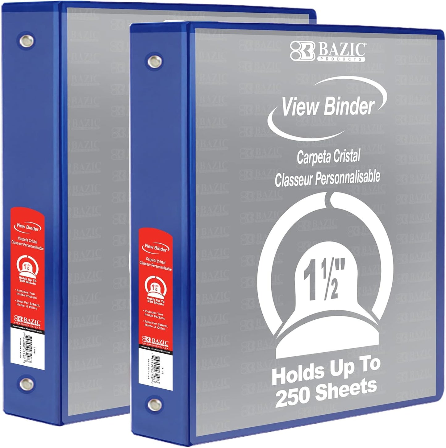 BAZIC Products 3 Ring Binder - Burgundy, Economy View Binder with Clear Overlay Cover and Round Rings, Organizer for School Office Home Use, 1.5-inch Capacity Holds 280 Sheets Paper, 1-Pack