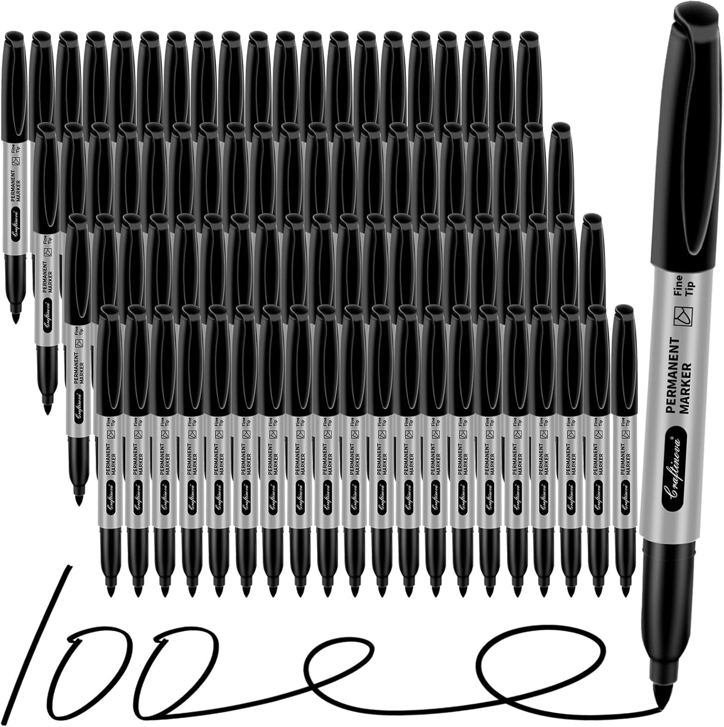 Black Ultra Fine Point Permanent Markers, Extra Fine Tip, Quick Drying and Waterproof, Fade Resistant Perfect on Paper, Glass, Metal, Plastic, Wood, Office & School Use, 30 Pack