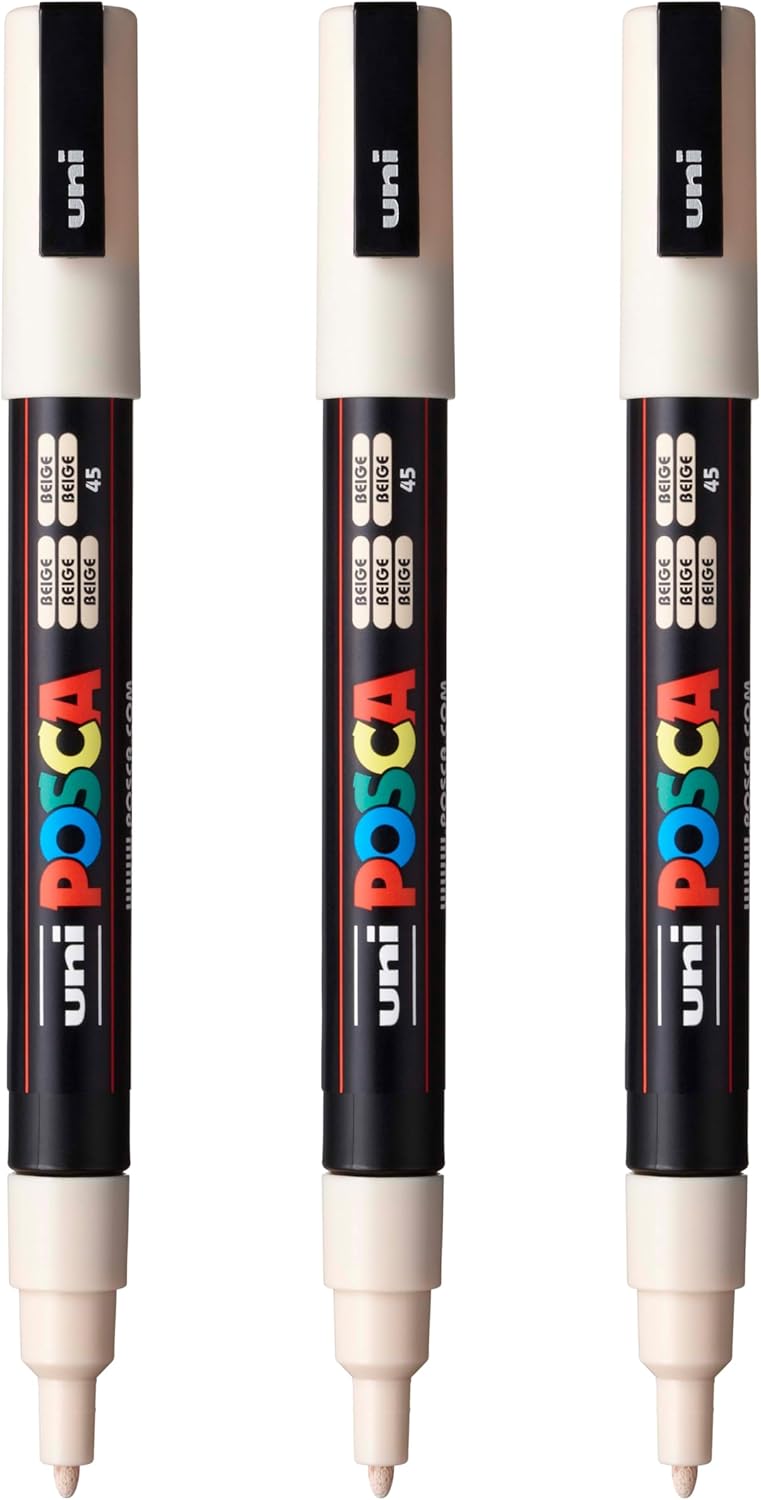 posca PC-3M Water-Based Paint Markers, Reversible Fine Tip (0.9-1.3mm), Pink, 3 Count