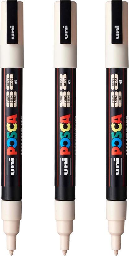 posca PC-3M Water-Based Paint Markers, Reversible Fine Tip (0.9-1.3mm), Pink, 3 Count