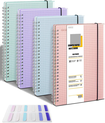 OWSC 4 Pack Lined Spiral Notebook, 5.9 x 8.3 Inches Notebooks for Work, School and Journal with 110 GSM Thick Paper, Small Notebook with 80 Sheets/160 Pages, Notebooks College Ruled for Note Taking
