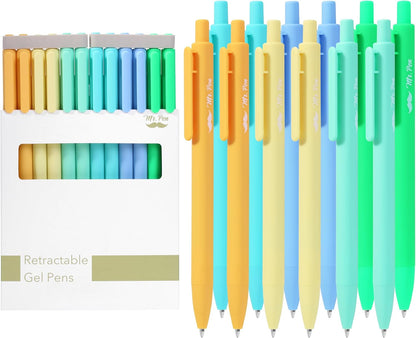 Mr. Pen- Retractable Gel Pens, 12 Pack, Colorful Ink, Fine Point 0.7mm, Fast Dry, Smooth Writing, Cute Pens for Drawing, Writing Planner and School Supplies