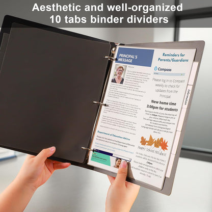 habgp 16Pcs/2 Set Binder Dividers with Tabs, 8 Color Tab for 3 Ring Binder Dividers, Page Folder Dividers for 3 Ring Binder Sheet Paper Protectors, Plastic Tabbed File Dividers with Tabs S099
