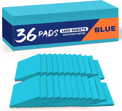 Sticky Notes, 36 Pads, 3x3 Inches Self-Stick Note Pads, Perfect for Office, Study, and Daily Life Organization - Bright