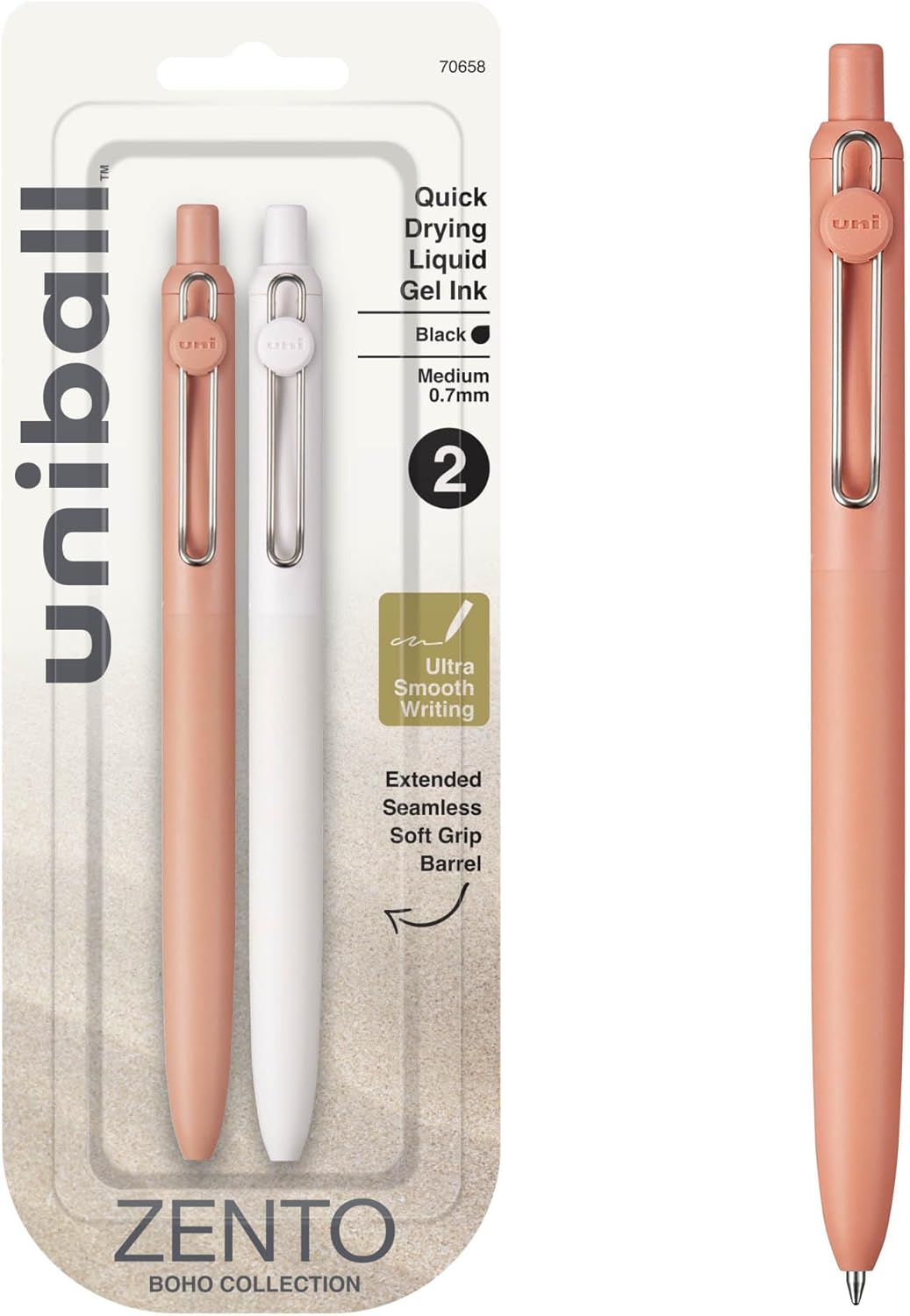 uni-ball Zento Gel Ink Rollerball Pens, 4 Black Medium Point Smooth Writing Pens, Colored Japanese Pens, Muted Colors