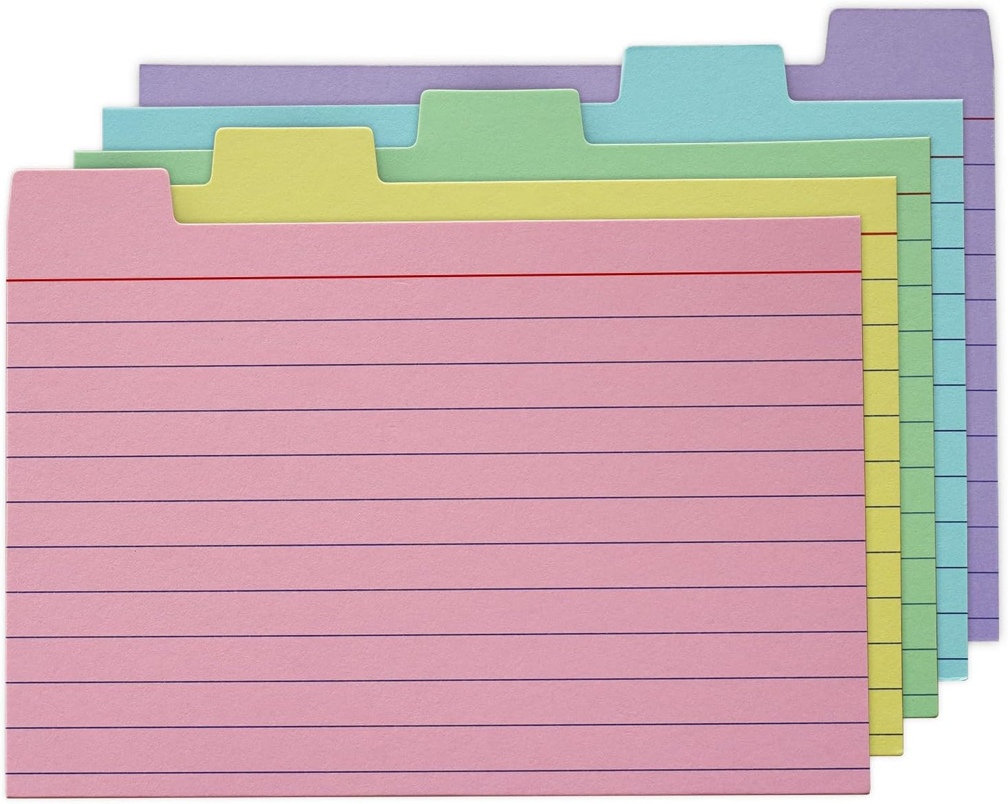 100 Pack Tabbed Index Cards 4x6 Lined Index Card Dividers with Tabs 4" x 6", Colored, 220 GSM Thick Paper