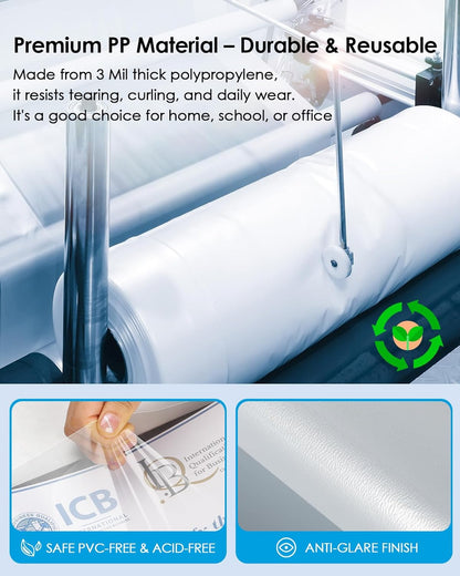 KTRIO 50 Pack Sheet Protectors for 3 Ring Binder, Non Glare Clear Page Protector, Plastic Document Sleeves Fits Standard 8.5 x 11 Paper, Top Loading, Acid Free