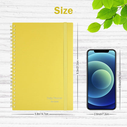 Daily Planner Undated, Asten To Do List Notebook Hourly Schedules Spiral Appointment Planner for Men and Women,PVC Hardcover,Elastic Closure, Inner Pocket 8.3" x 5.8" (Black)