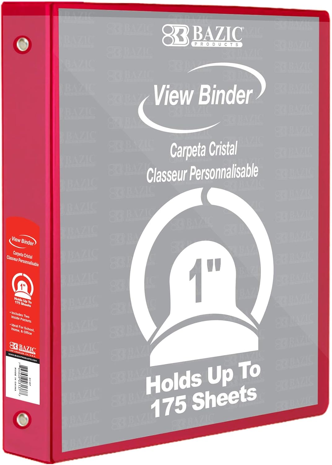 BAZIC Products 3 Ring Binder - Green, Economy View Binder with Clear Overlay Cover and Round Rings, Organizer for School Office Home Use, 1-inch Capacity Holds 175 Sheets Paper, 12-Pack