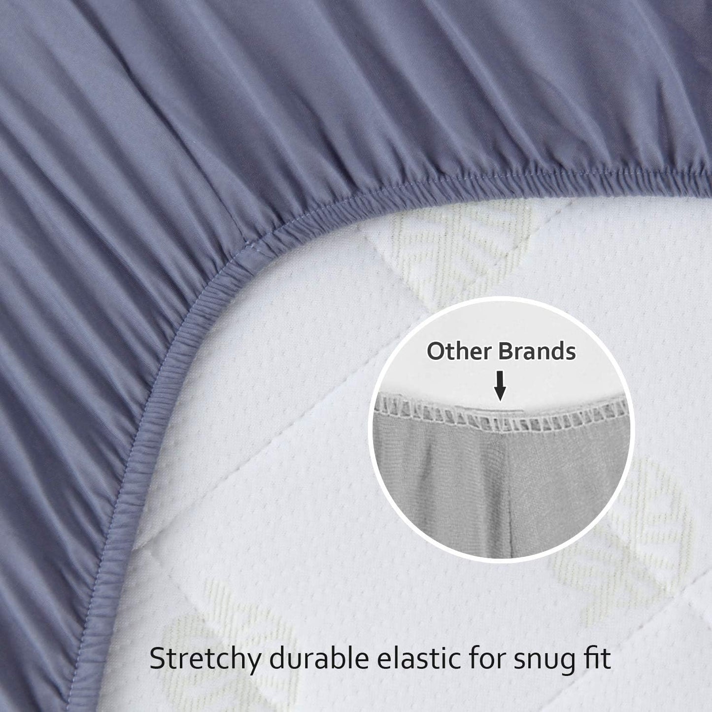 Pack and Play Sheets and Waterproof Pack n Play Mattress Protector Pad Cover 4 Pack Set, Ultra Soft Pack n Play Mattresses Sheets Compatible with Graco Pack n Play, Grey&Navy