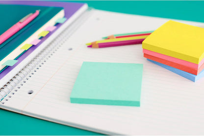 Post-it Super Sticky Notes, 5 Sticky Note Pads, 3 x 3 in., School Supplies, Office Products, for Vertical Surfaces, Monitors, Walls and Windows, First Snow White
