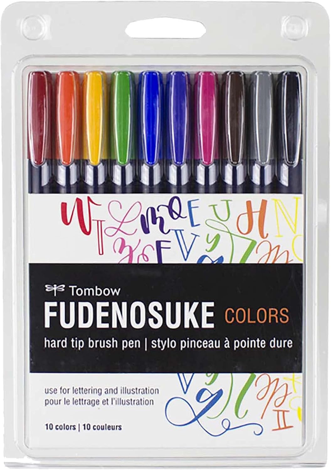 Tombow 62038 Fudenosuke Brush Pen, 2-Pack. Soft and Hard Tip Fudenosuke Brush Pens for Calligraphy and Art Drawings