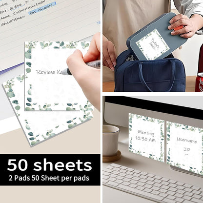 Sticky Notes 3x3 Inch, 2 Pads Cute Self-Stick Note Pads, Strong Adhesive Notepads for Office, Home, School, Organization and Reminders Watercolor Wildflowers