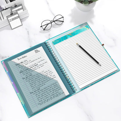 Hongri Clipboard Folio with Refillable Lined Notepad, 8.5 x 11 Folders with Storage 10 Pockets, Spiral Portfolio, Size 12.8X 9.7 in, Office & School Supplies, Skeleton