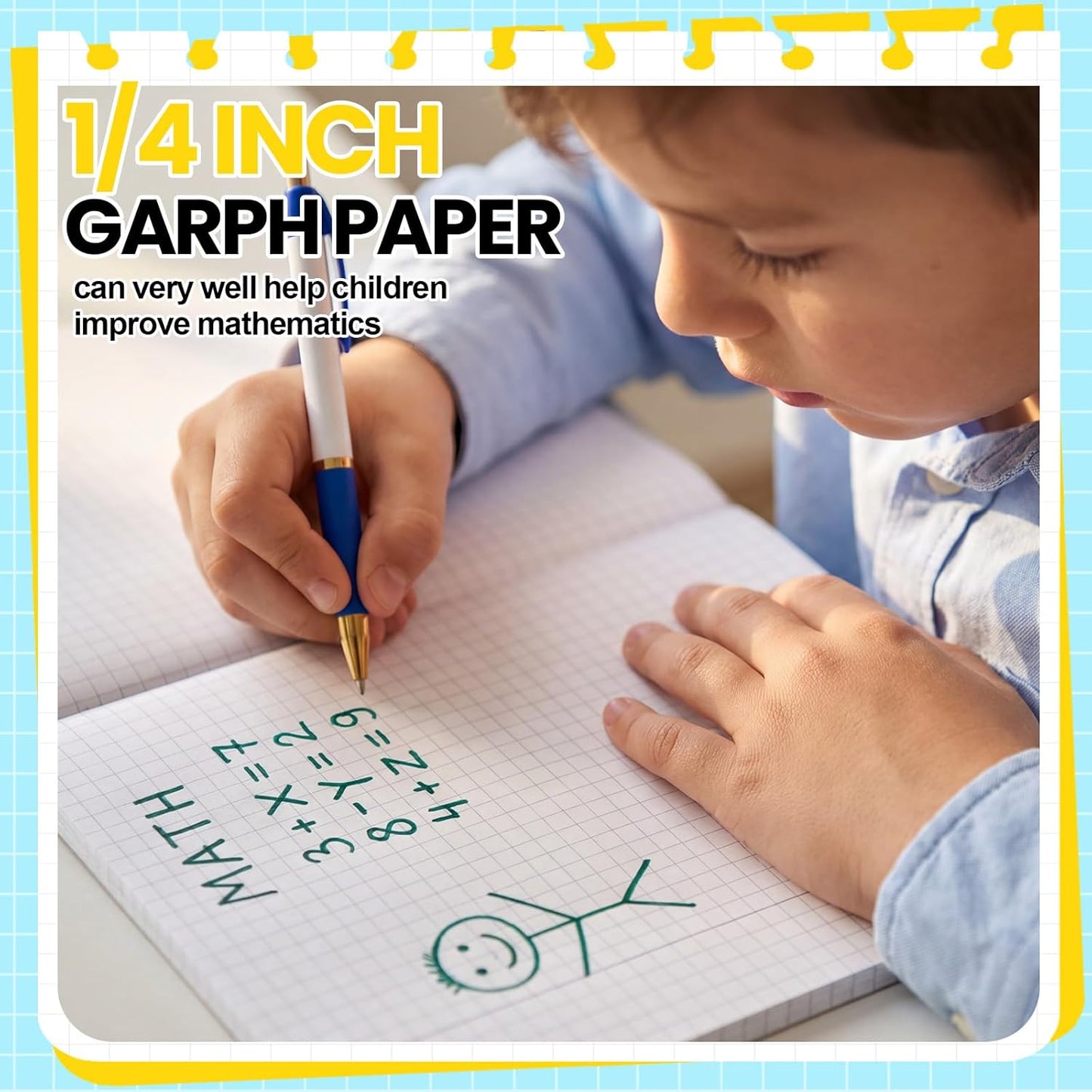 Ctosree 3 Pcs Graph Paper for Kids 1/2 Inch Squares Math Graph Paper Composition Notebook 8.5 x 11 Inches Quad Ruled Grid Notebook for Kids School Supplies