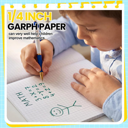 Ctosree 3 Pcs Graph Paper for Kids 1/2 Inch Squares Math Graph Paper Composition Notebook 8.5 x 11 Inches Quad Ruled Grid Notebook for Kids School Supplies