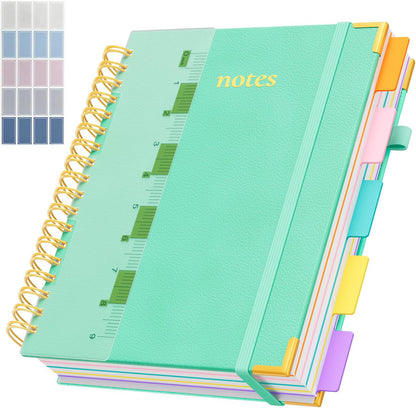 Line Hardcover Spiral Notebook with Removable Dividers Tabs & Ruler, 5 Subject Notebook College Ruled, 300 Page, Large 8"x10" B5 Notebooks for Work School, Lined Journal for Women & Men, Purple