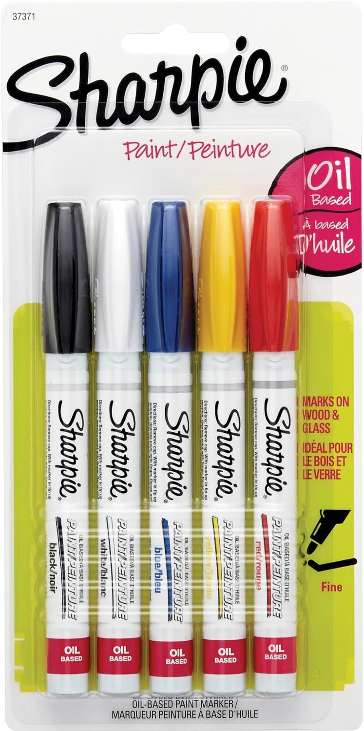 Sharpie Oil-Based Paint Markers, Fine Point, 5 Count - Great for Rock Painting