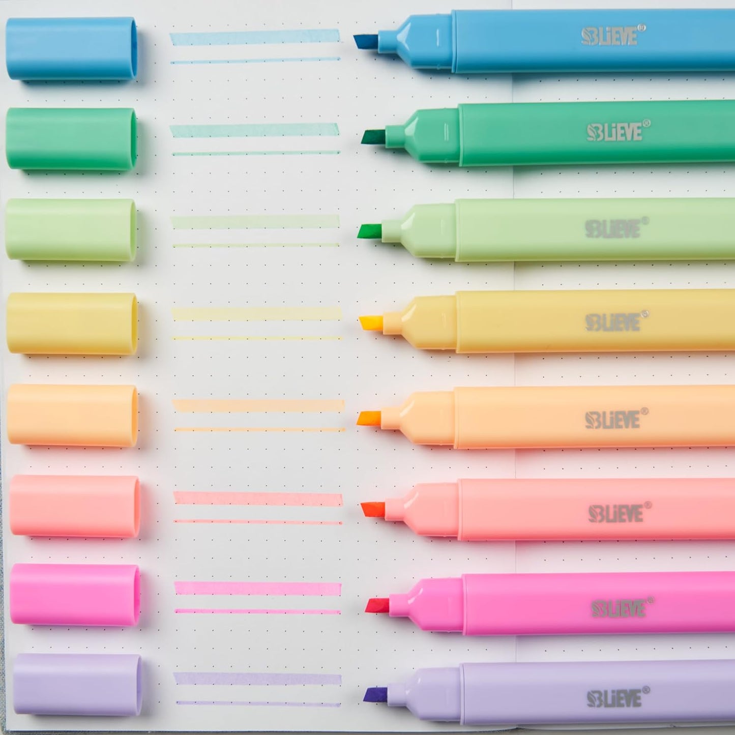 BLIEVE Aesthetic Cute Highlighters No Bleed Through, Dual Tip 8 Pack, Pastel Colors For Bible & Journaling