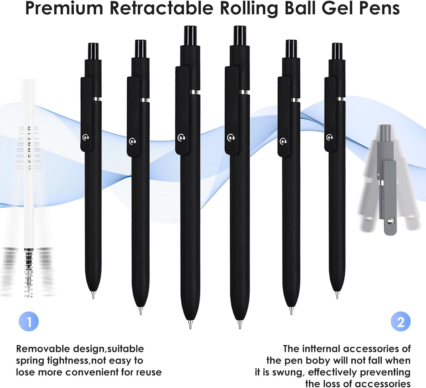 Donyang Gel Pens, 7pcs 0.5mm Black Ink Pens Quick Dry Fine Point Smooth Writing Pens for Journaling Note Taking, Cute Nurse Teacher Work Desk Accessories Office School Supplies Gifts for Women Men
