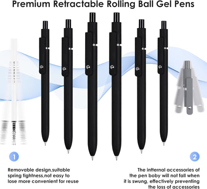 Donyang Gel Pens, 7pcs 0.5mm Black Ink Pens Quick Dry Fine Point Smooth Writing Pens for Journaling Note Taking, Cute Nurse Teacher Work Desk Accessories Office School Supplies Gifts for Women Men