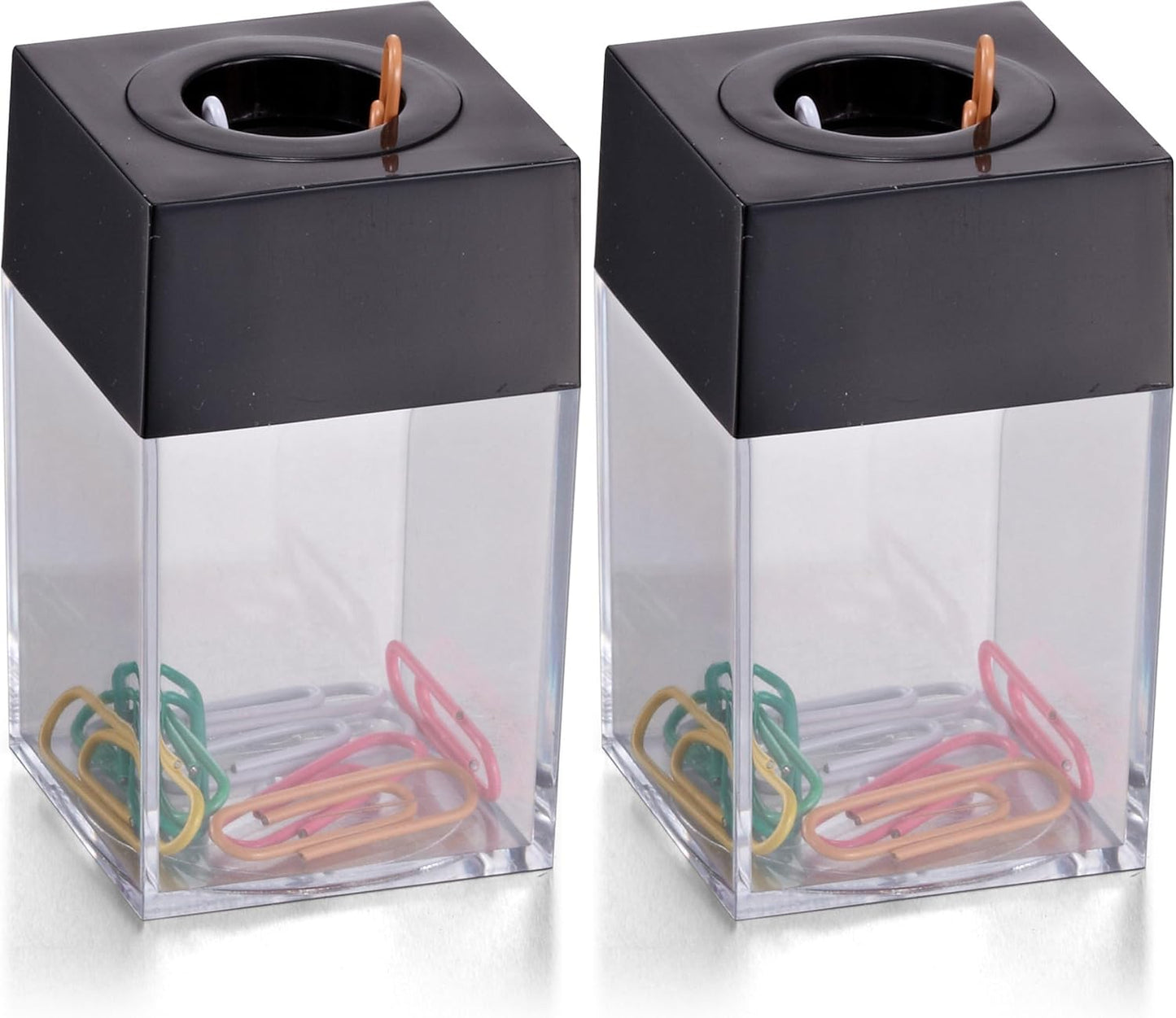 Officemate Small Clip Dispenser with Magnetic Top, Clear/Black (93687)