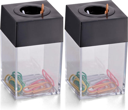 Officemate Small Clip Dispenser with Magnetic Top, Clear/Black (93687)