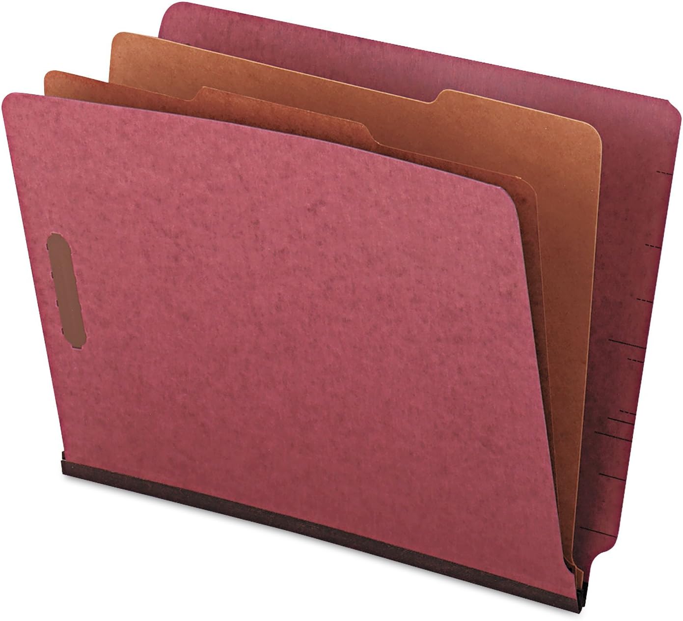 Universal Red Pressboard End Tab Classification Folders, 2" Expansion, 2 Dividers, 6 Fasteners, Letter Size, Red Exterior, 10/Box