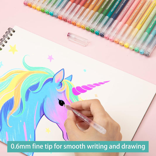 Gel Pens For Coloring, 168 Pack Colored Pens for Black Paper & White Paper, 0.6MM Fine Point Pens for Coloring, Writing, Drawing, Journaling, Note Taking, Office, Home