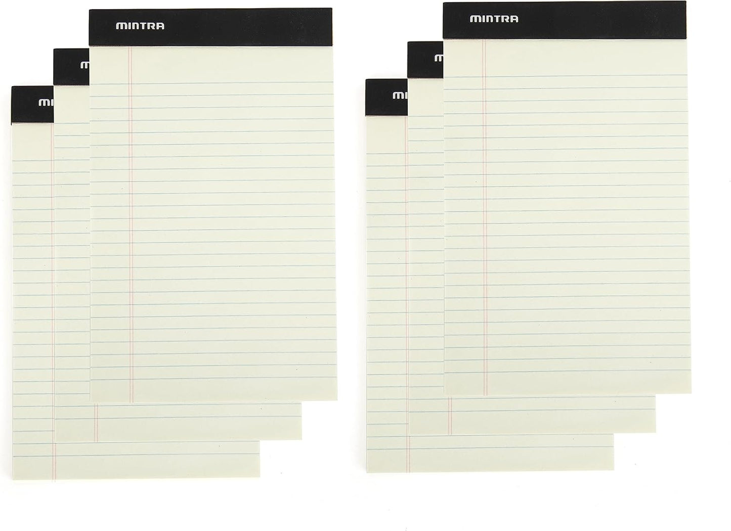 Mintra Office Colorful Legal Pads - Includes 2 Blue, 2 Pink, and, 2 Green Writing Pads, Micro Perforated Lined Sheets, Ideal for Professional & Personal Use, 5"x8" Narrow Ruled, 6 pack Basic Pastel