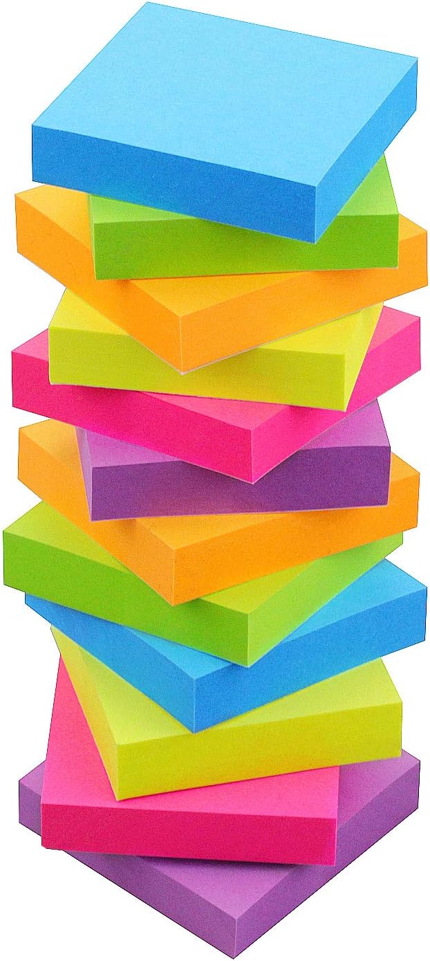 Sticky Notes 8x6, 6 Color Bright Colorful Sticky Pad, 6 Pads/Pack, 45 Sheets/Pad, Self-Sticky Note Pads