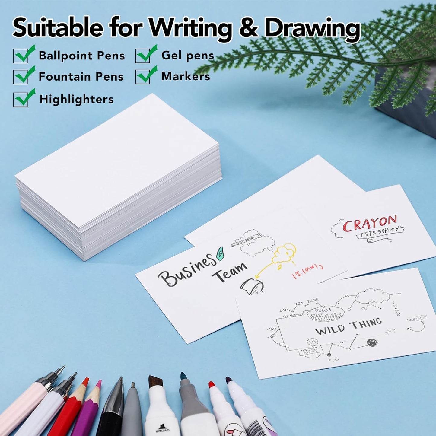 120 Pcs Blank Business Cards, 2x3.5in Small Index Cards, 350GSM Thick White Blank Note Cards for Business Study Index Invitation Playing