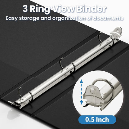 SUNEE 3 Ring Binders 1 Inch 12 Pack, Clear View Binders Bulk Three Ring PVC-Free (Fit 8.5x11 Inches) for School or Office Business Supplies, White